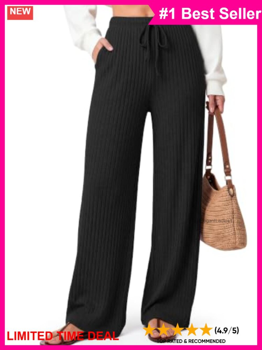 Wide Leg Lounge Pants Drawstring Elastic Waist Pockets